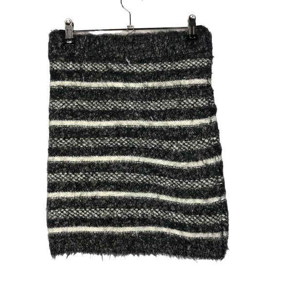 Zara Knit Black Faux Fur Striped Mini Skirt S - Picture 3 of 4